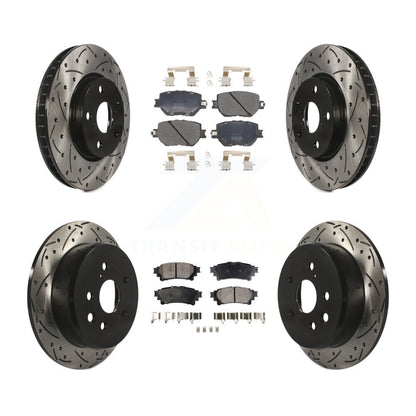 Drilled Slot Disc Brake Rotor & Semi-Metallic Pad Front Rear Kit For Lexus IS250