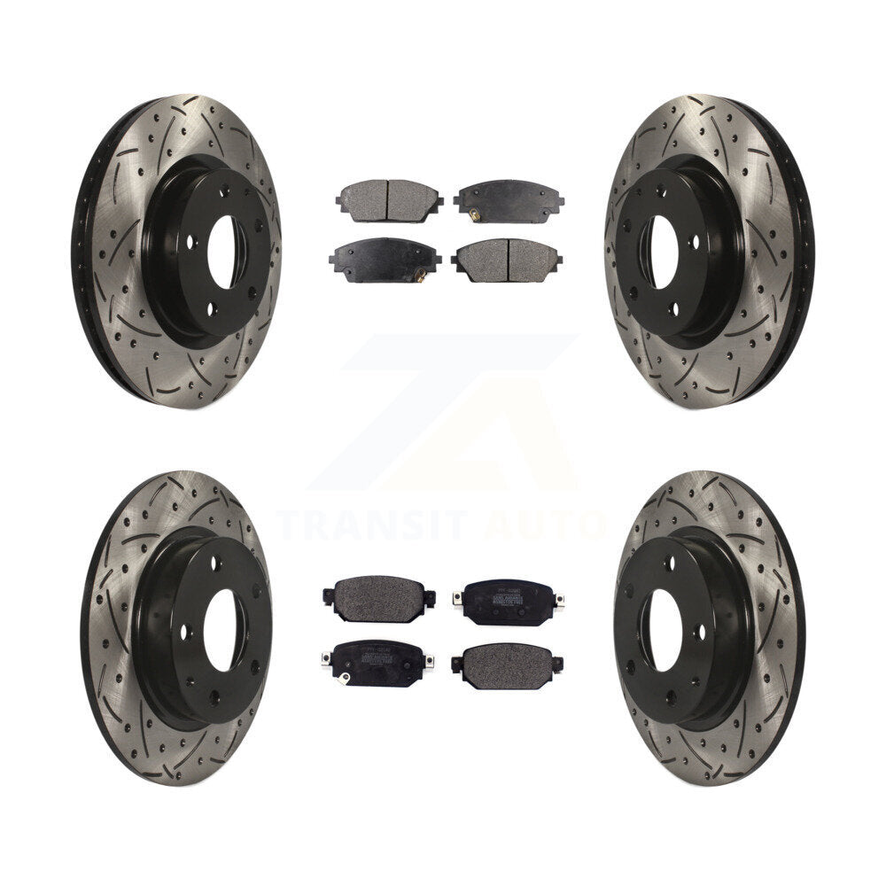 Drill Slot Brake Rotor Semi-Metallic Pad Front Rear Kit For 19-22 Mazda CX-3 AWD