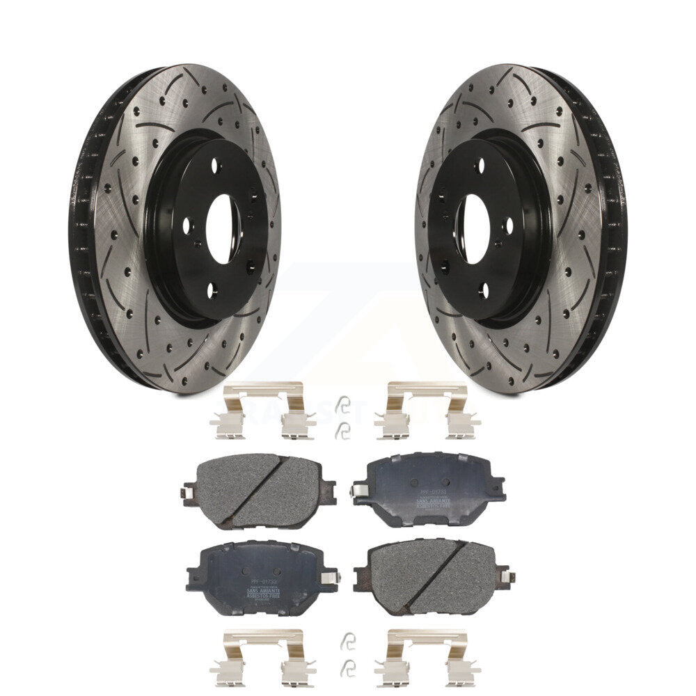 Coated Drilled Slot Disc Brake Rotor Semi-Metallic Pad Front Kit For Lexus IS250