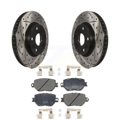 Coated Drilled Slot Disc Brake Rotor Semi-Metallic Pad Front Kit For Lexus IS250