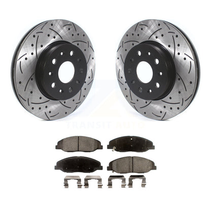 Coated Drill Slot Disc Brake Rotors Semi-Metallic Pad Front Kit For Cadillac CTS