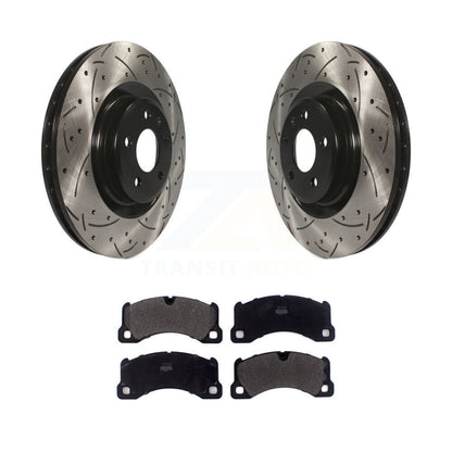 Drilled Slot Brake Rotor Semi-Metallic Pad Front Kit For 2017 Porsche Macan Base