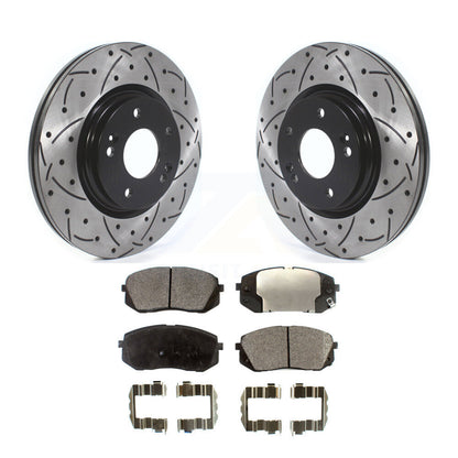 Drill Slot Brake Rotor Semi-Metallic Pad Front Kit For Hyundai Sonata GAS engine