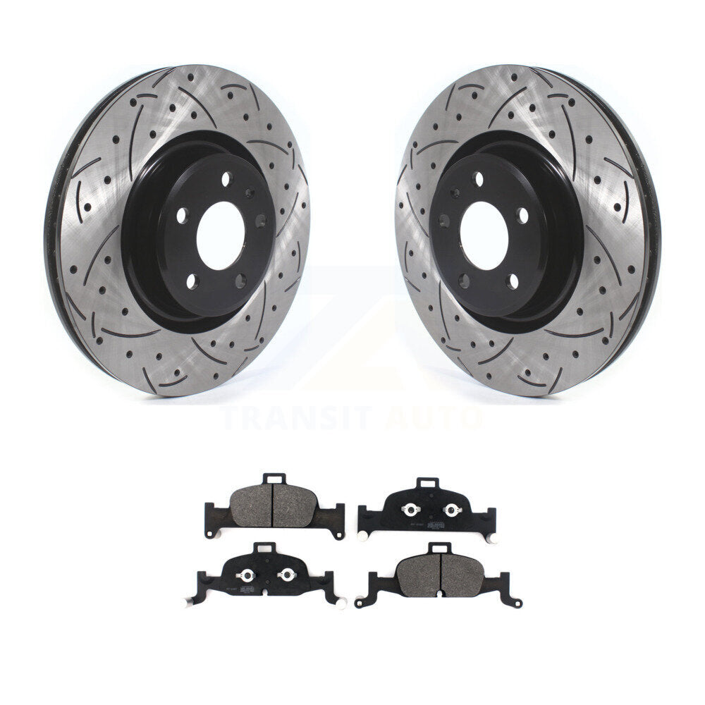 Drill Slot Brake Rotors Semi-Metallic Pad Front Kit For Audi A4 Quattro Q5 A5 A6