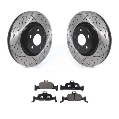 Drill Slot Brake Rotors Semi-Metallic Pad Front Kit For Audi A4 Quattro Q5 A5 A6