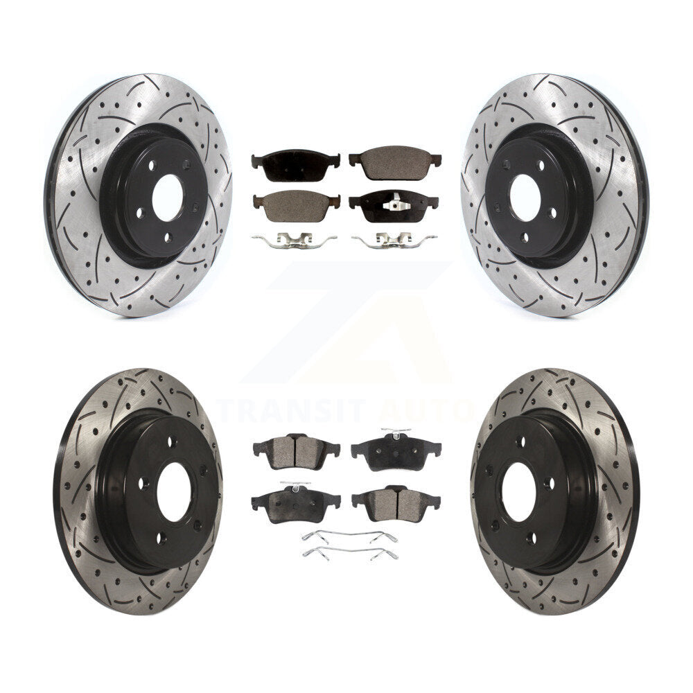 Drill Slot Brake Rotors Semi-Metallic Pad Front Rear Kit For 13-18 Ford Focus ST