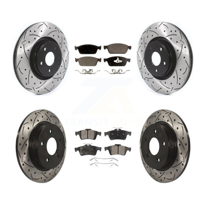 Drill Slot Brake Rotors Semi-Metallic Pad Front Rear Kit For 13-18 Ford Focus ST
