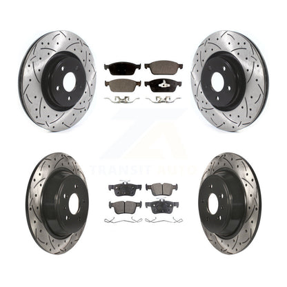 Drilled Slot Disc Brake Rotor & Semi-Metallic Pad Front Rear Kit For Lincoln MKC