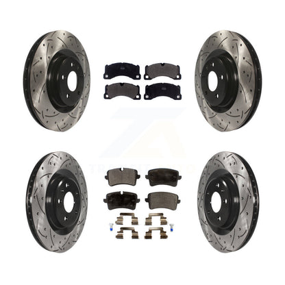 Drilled Slot Brake Rotor Semi-Metallic Pad Front Rear Kit For Porsche Macan Base