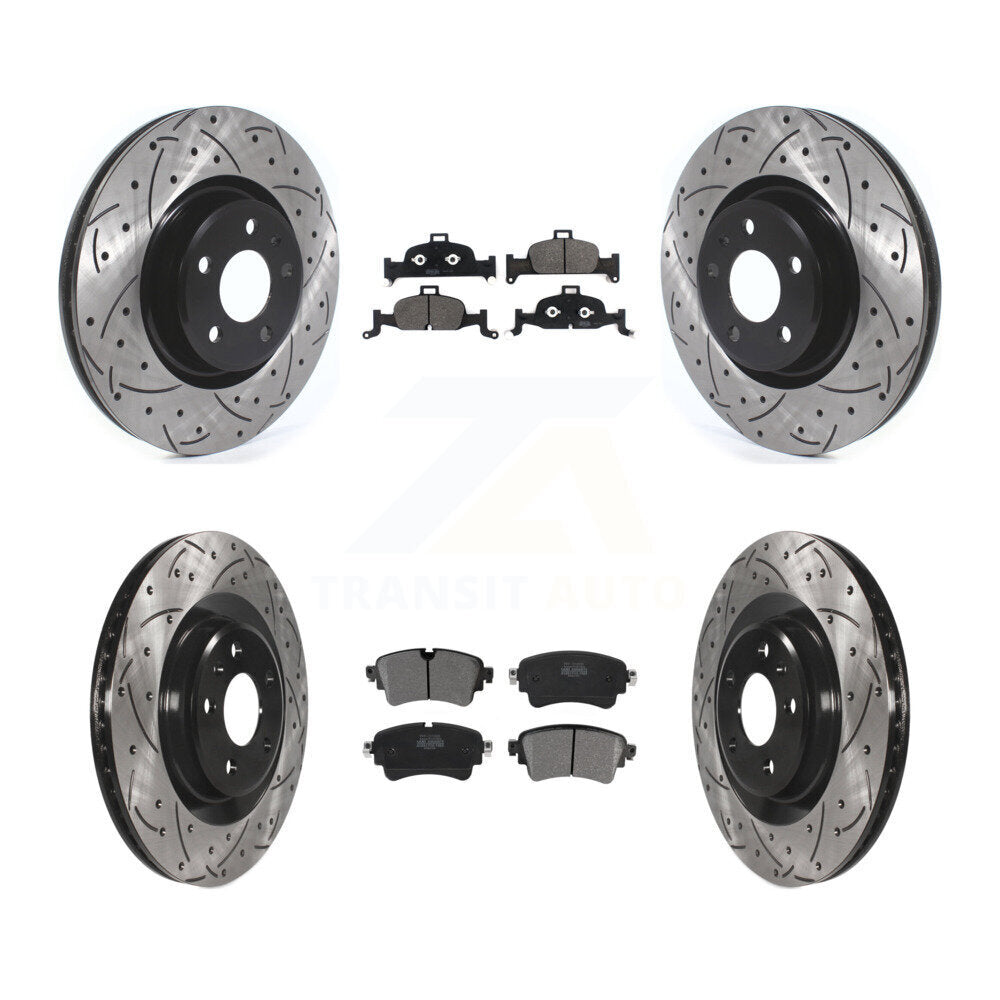 Drill Slot Brake Rotor Semi-Metallic Pad Front Rear Kit For Audi Q5 A5 Sportback