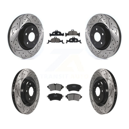 Drill Slot Brake Rotor Semi-Metallic Pad Front Rear Kit For Audi Q5 A5 Sportback