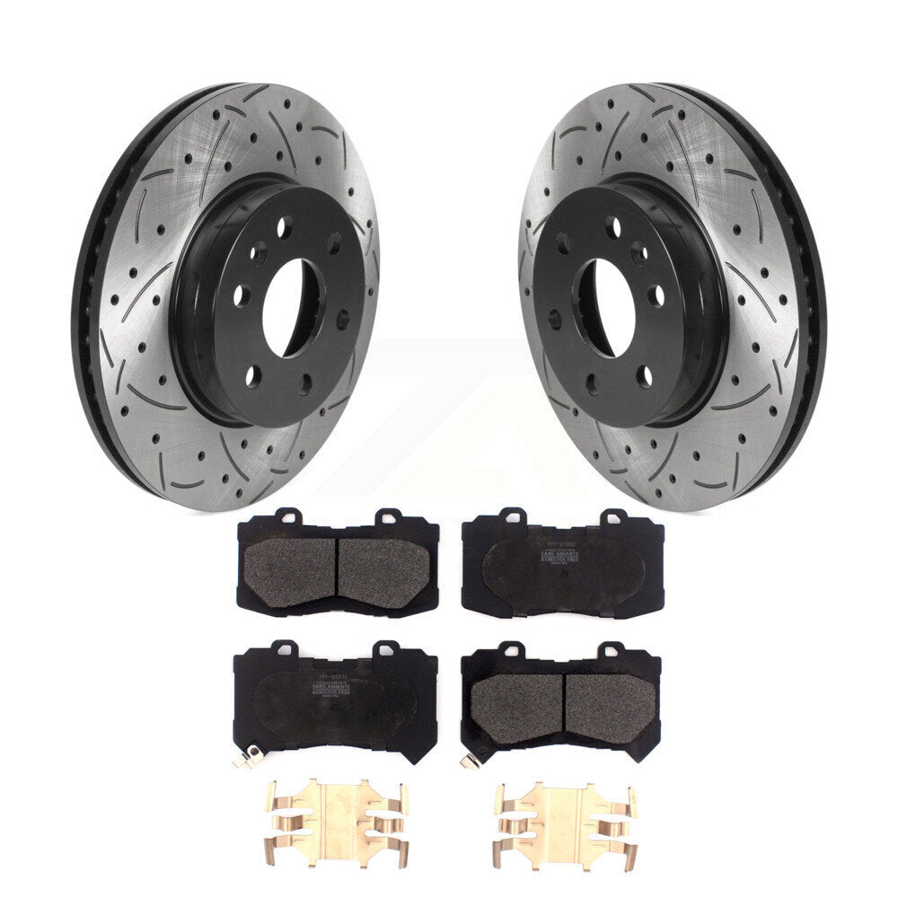 Drilled Slot Brake Rotors Semi-Metallic Pad Front Kit For Chevrolet Colorado GMC