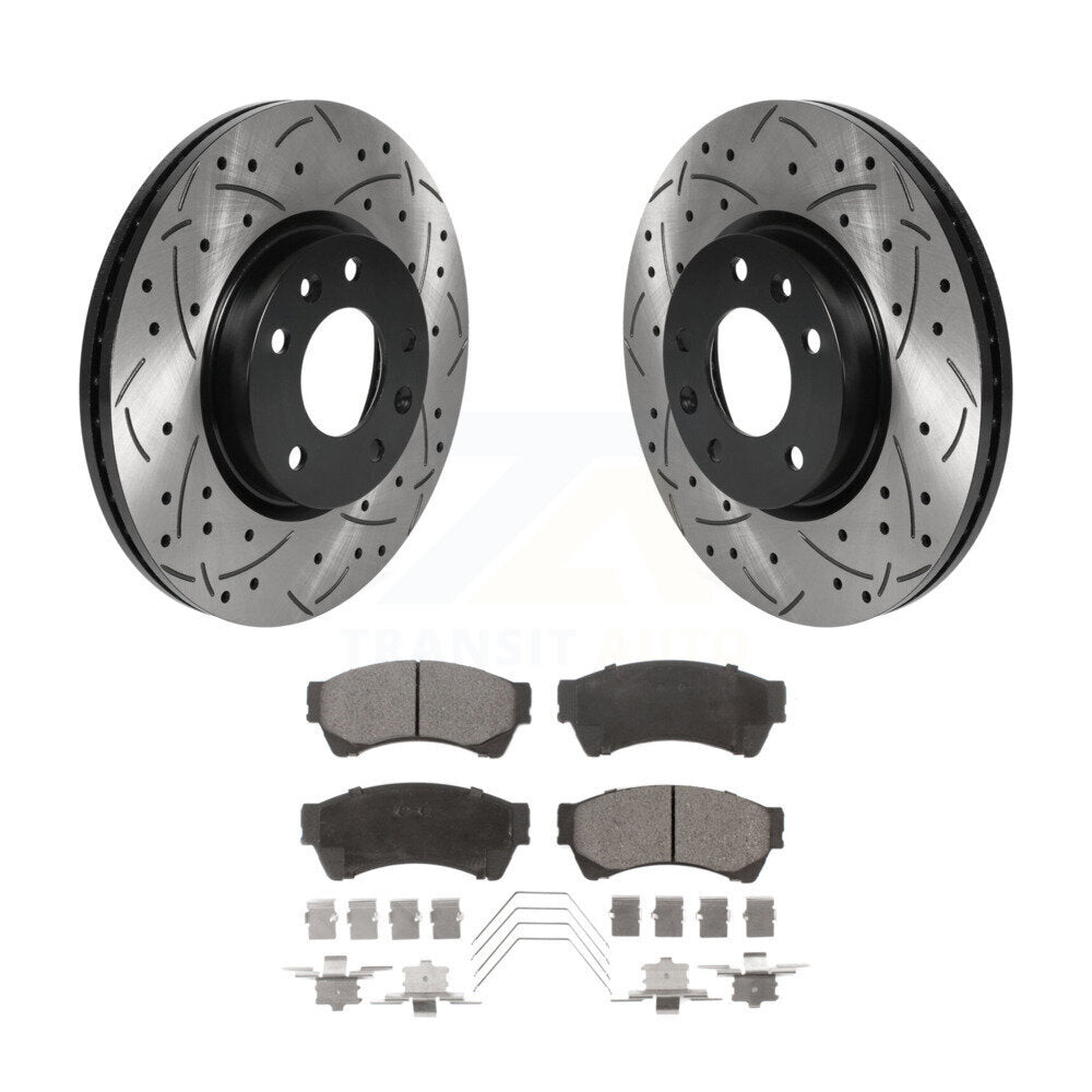 Drilled Slot Brake Rotor Semi-Metallic Pad Front Kit For Ford Fusion Mazda 6 MKZ