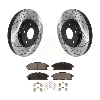 Drilled Slot Brake Rotors Semi-Metallic Pad Front Kit For 2011-2017 Nissan Quest