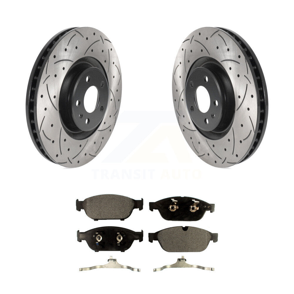 Drilled Slot Brake Rotor & Semi-Metallic Pad Front Kit For Audi A6 Quattro A7 A8