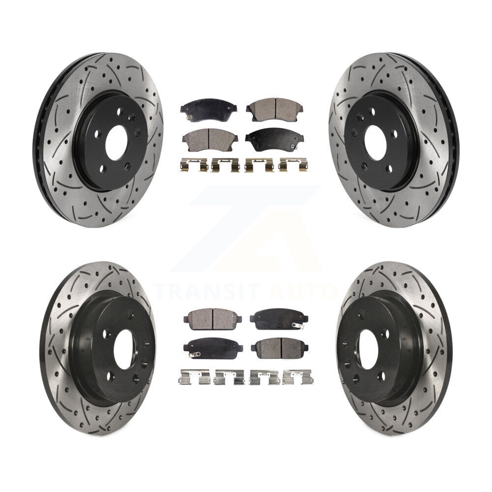 Drilled Slot Brake Rotor Semi-Metallic Pad Front Rear Kit For Chevrolet Sonic RS
