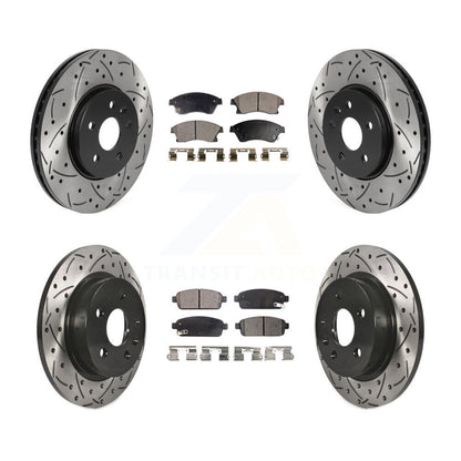 Drilled Slot Brake Rotor Semi-Metallic Pad Front Rear Kit For Chevrolet Sonic RS