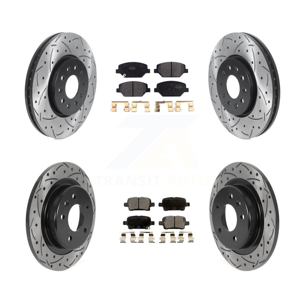 Drilled Slot Brake Rotors Semi-Metallic Pad Front Rear Kit For Chevrolet Equinox