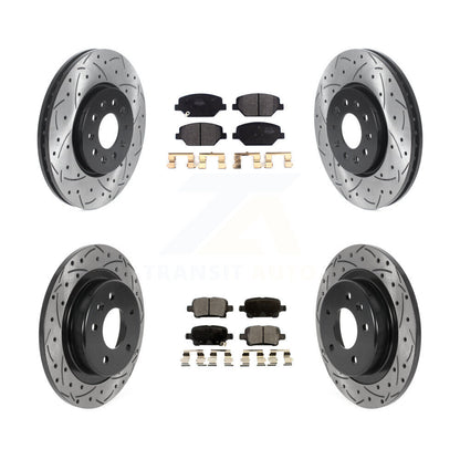 Drilled Slot Brake Rotors Semi-Metallic Pad Front Rear Kit For Chevrolet Equinox