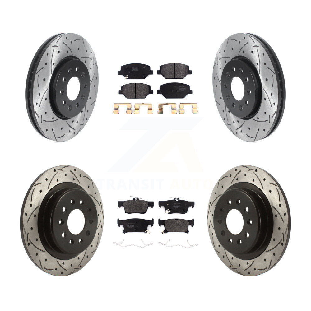 Drill Slot Disc Brake Rotors Semi-Metallic Pad Front Rear Kit For Buick Envision