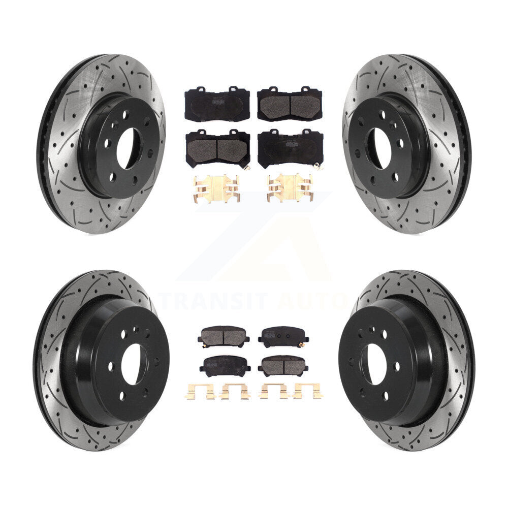 Drilled Slot Brake Rotor Semi-Metallic Pad Front Rear Kit For Chevrolet Colorado