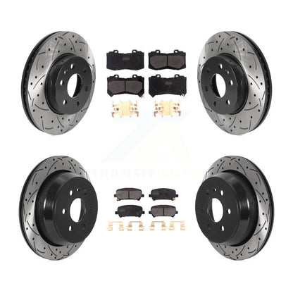 Drilled Slot Brake Rotor Semi-Metallic Pad Front Rear Kit For Chevrolet Colorado