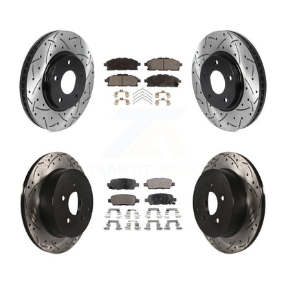 Drilled Slot Brake Rotor Semi-Metallic Pad Front Rear Kit For 11-17 Nissan Quest