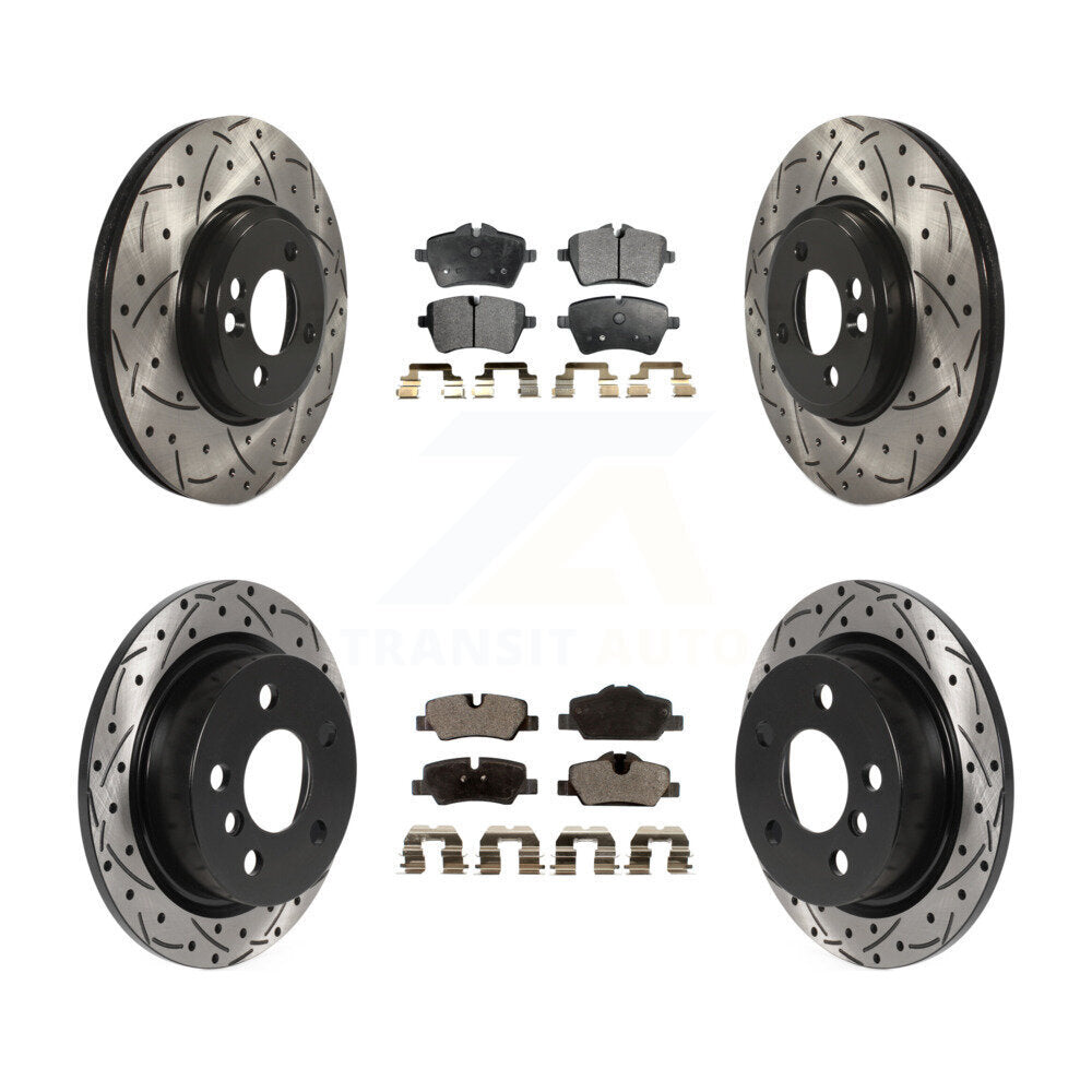 Drilled Slot Disc Brake Rotor & Semi-Metallic Pad Front Rear Kit For Mini Cooper