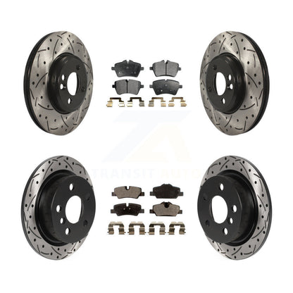 Drilled Slot Disc Brake Rotor & Semi-Metallic Pad Front Rear Kit For Mini Cooper