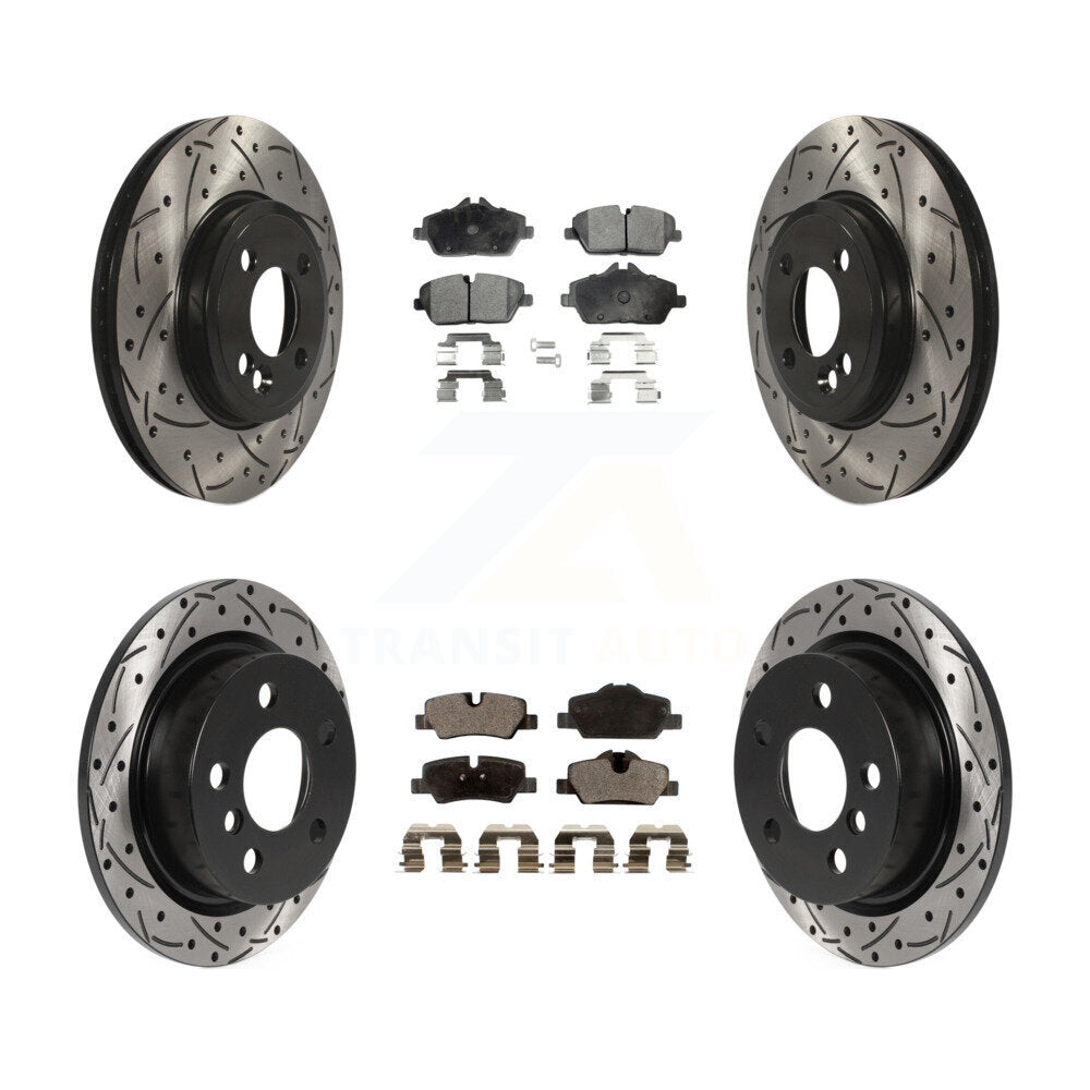 Drilled Slot Disc Brake Rotor & Semi-Metallic Pad Front Rear Kit For Mini Cooper