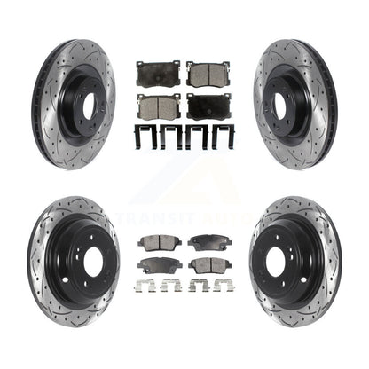 Drill Slot Brake Rotors Semi-Metallic Pad Front Rear Kit For Hyundai Genesis G80