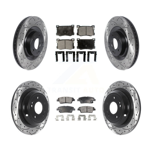 Drill Slot Brake Rotors Semi-Metallic Pad Front Rear Kit For Hyundai Genesis G80
