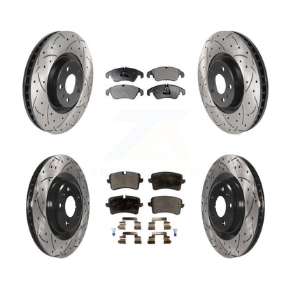 Coated Drill Slot Disc Brake Rotors Semi-Metallic Pad Front Rear Kit For Audi A6