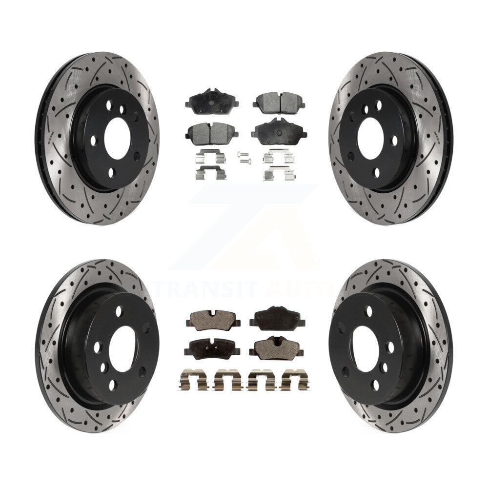 Drilled Slot Disc Brake Rotor & Semi-Metallic Pad Front Rear Kit For Mini Cooper