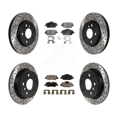 Drilled Slot Disc Brake Rotor & Semi-Metallic Pad Front Rear Kit For Mini Cooper