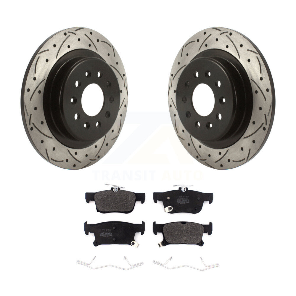 Coated Drill Slot Disc Brake Rotor Semi-Metallic Pad Rear Kit For Buick Envision