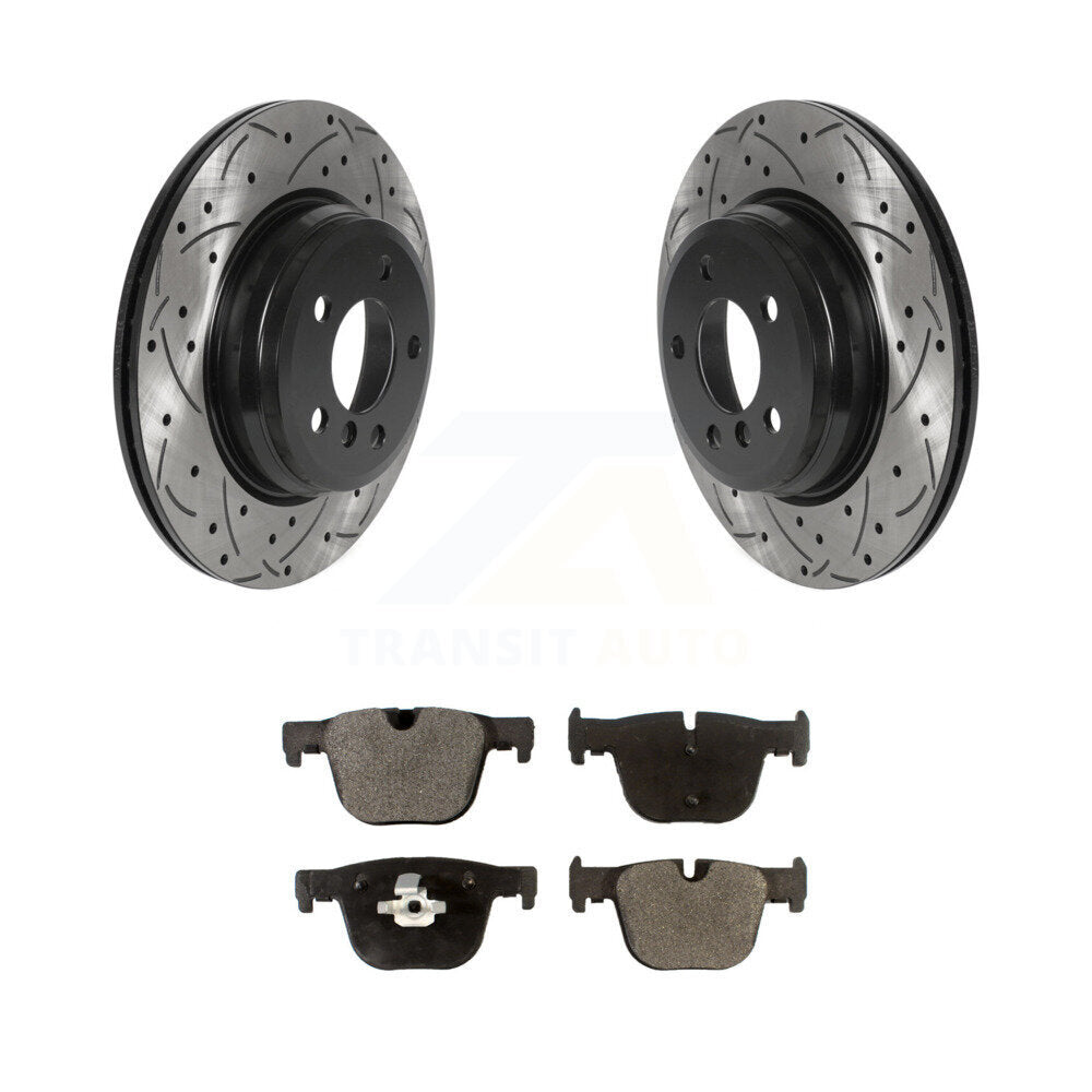 Drill Slot Brake Rotors Semi-Metallic Pad Rear Kit For BMW 330i xDrive 328i 335i