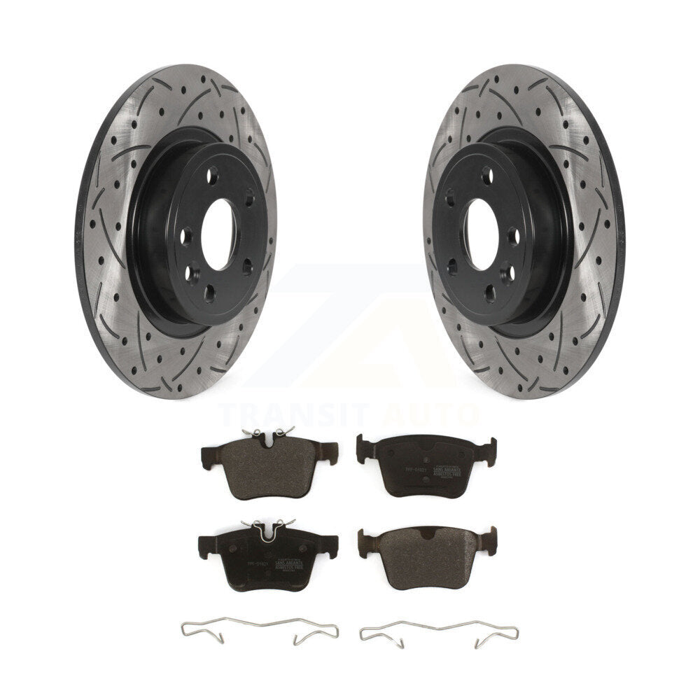 Drill Slot Brake Rotor Semi-Metallic Pad Rear Kit For Land Rover Discovery Sport