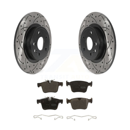 Drill Slot Brake Rotor Semi-Metallic Pad Rear Kit For Land Rover Discovery Sport