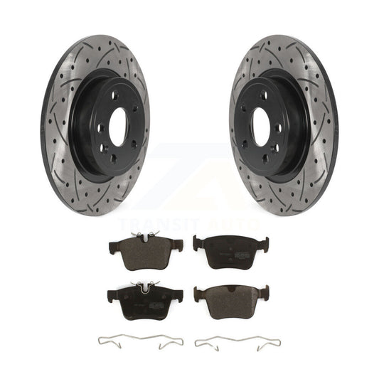 Drill Slot Brake Rotor Semi-Metallic Pad Rear Kit For Land Rover Discovery Sport