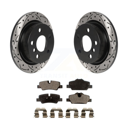 Coated Drilled Slot Disc Brake Rotors Semi-Metallic Pad Rear Kit For Mini Cooper