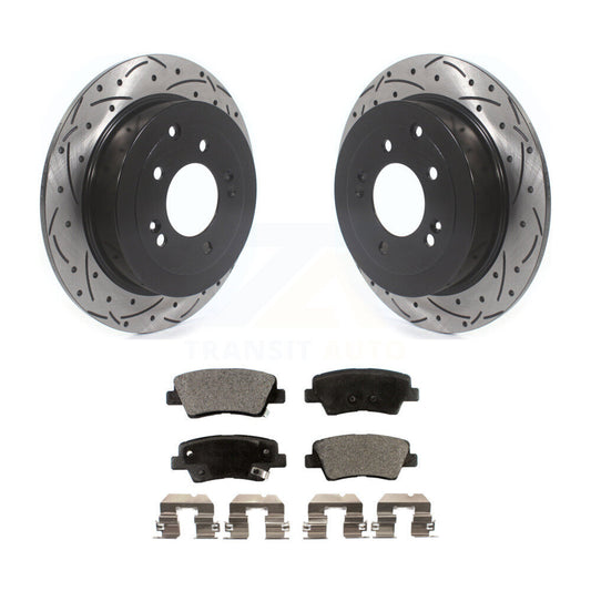 Drilled Slot Disc Brake Rotors Semi-Metallic Pad Rear Kit For Hyundai Tucson Kia