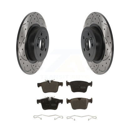 Drilled Slot Brake Rotors Semi-Metallic Pad Rear Kit For Land Rover Range Evoque