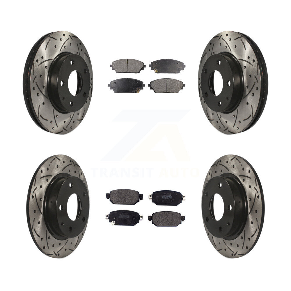 Drill Slot Brake Rotor Semi-Metallic Pad Front Rear Kit For 19-22 Mazda CX-3 FWD