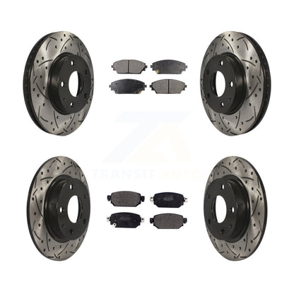 Drill Slot Brake Rotor Semi-Metallic Pad Front Rear Kit For 19-22 Mazda CX-3 FWD