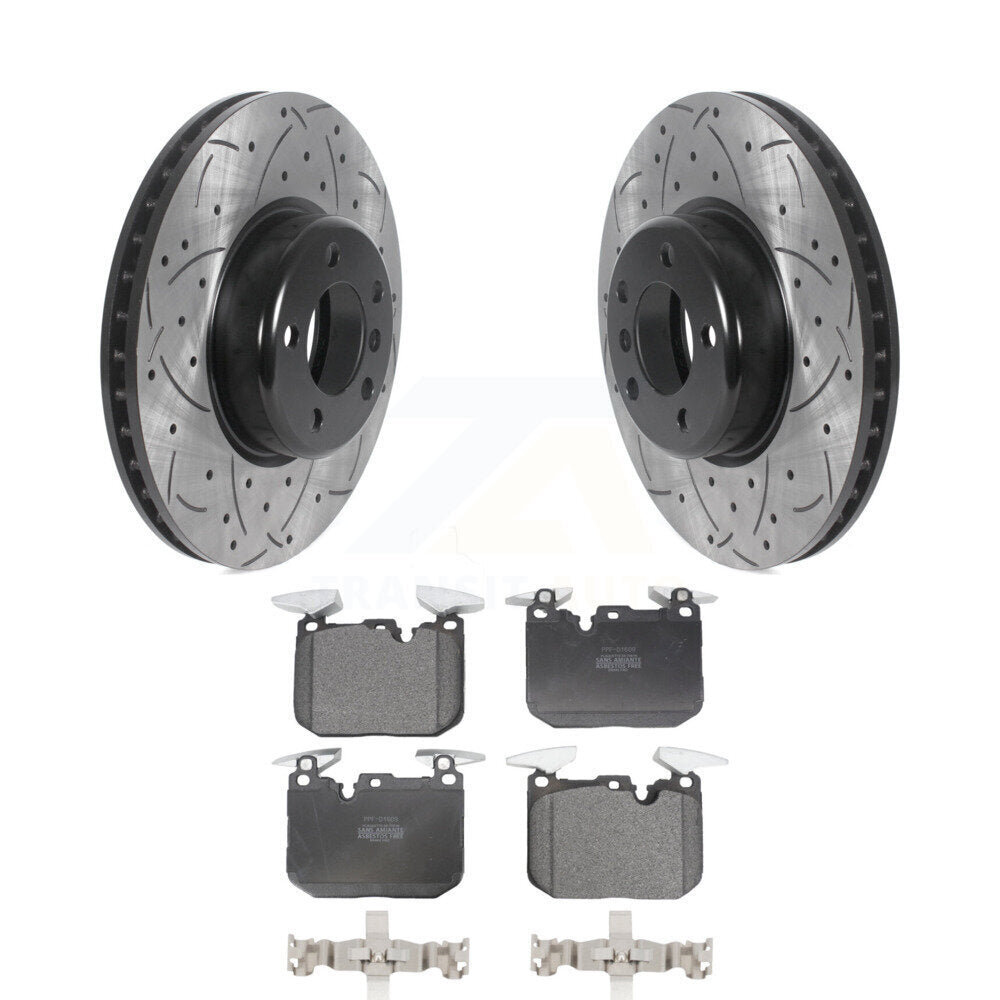 Drill Slot Brake Rotor Semi-Metallic Pad Front Kit For BMW 328i xDrive 330i 320i