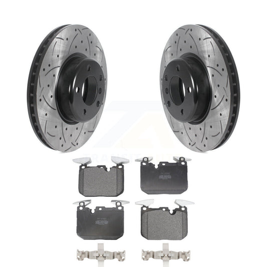 Drill Slot Brake Rotor Semi-Metallic Pad Front Kit For BMW 328i xDrive 330i 320i