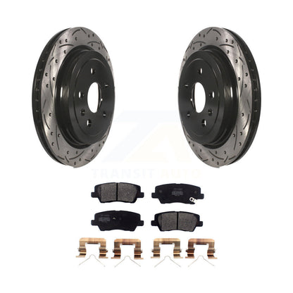 Coated Drilled Slot Disc Brake Rotor Semi-Metallic Pad Rear Kit For Cadillac CTS
