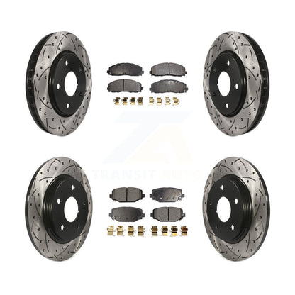 Drill Slot Brake Rotors Semi-Metallic Pad Front Rear Kit For Dodge Grand Caravan