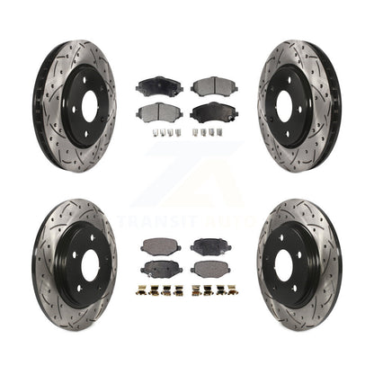 Drill Slot Brake Rotors Semi-Metallic Pad Front Rear Kit For Dodge Grand Caravan